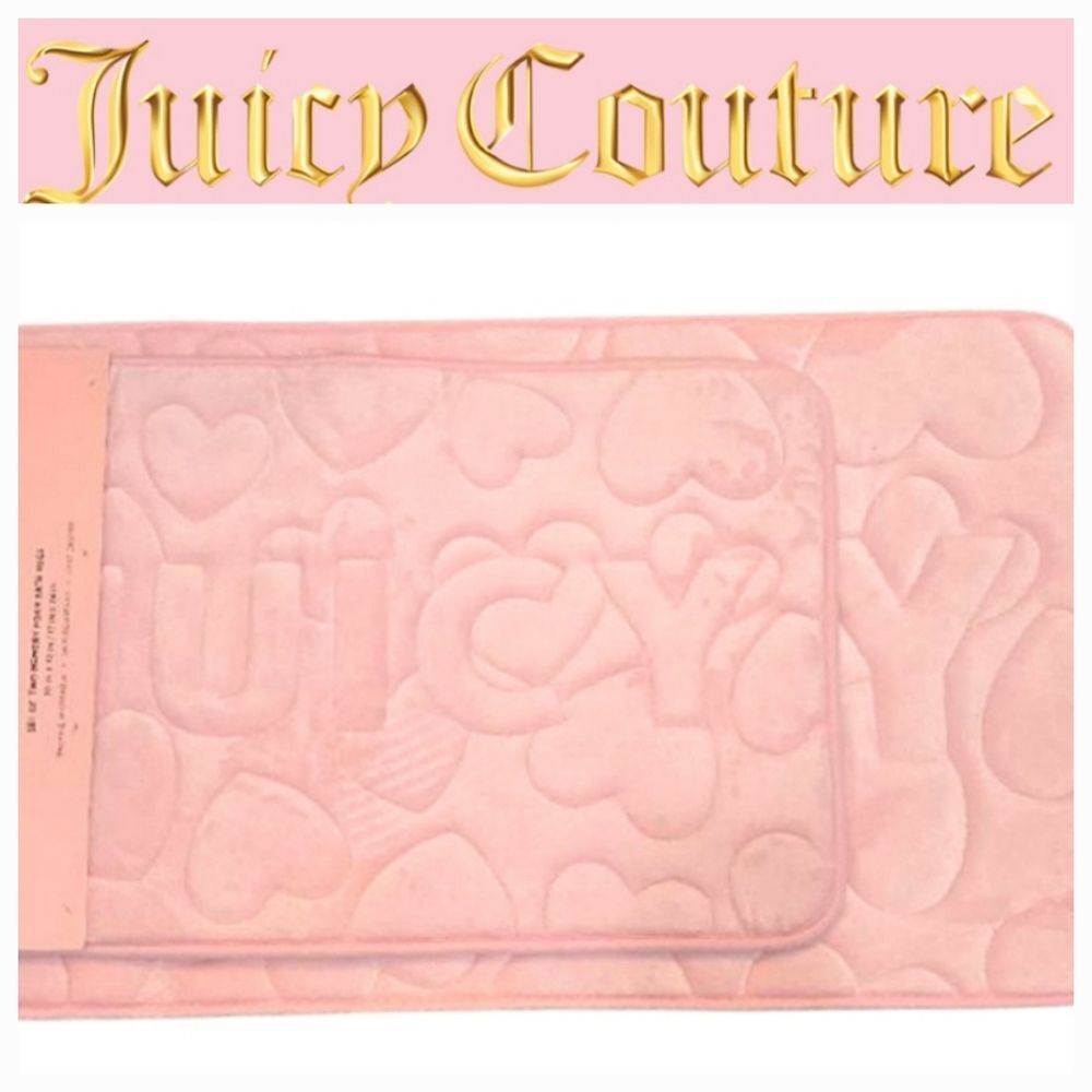 Juicy Couture Home JUICY Heart Logo  Set Of 2 Memory Foam Bath Rugs